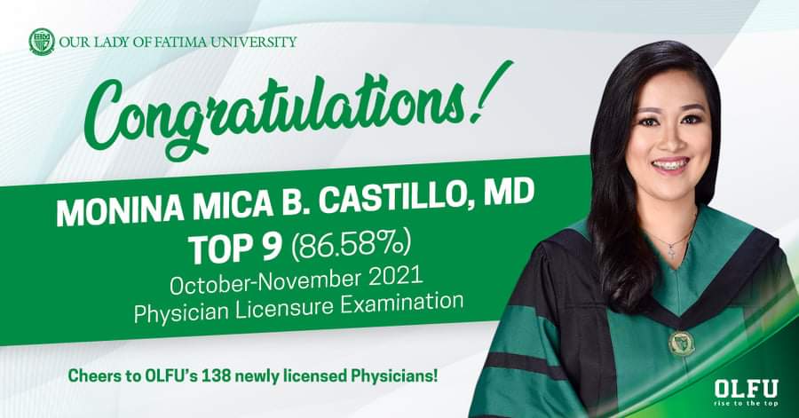 Castillo snags Top 9th in Oct-Nov 2021 Physician Licensure Exam