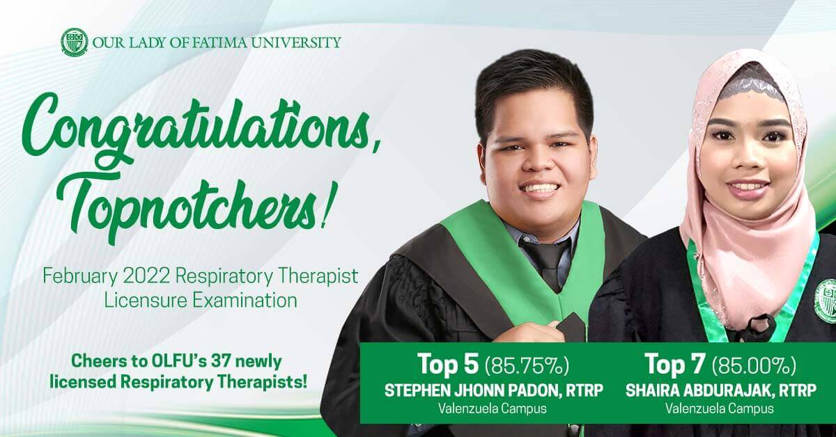Respiratory Therapy Alums are Top 5 and Top 7 in Feb2022 Licensure Exam