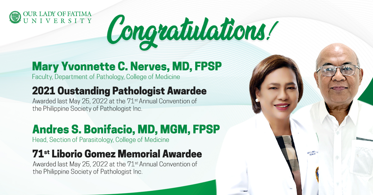 Pathologist Society lauds OLFU Ace Professors: Dr. Bonifacio and Dr. Nerves