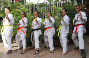 Fatima lands solid kicks at Karatedo Championship