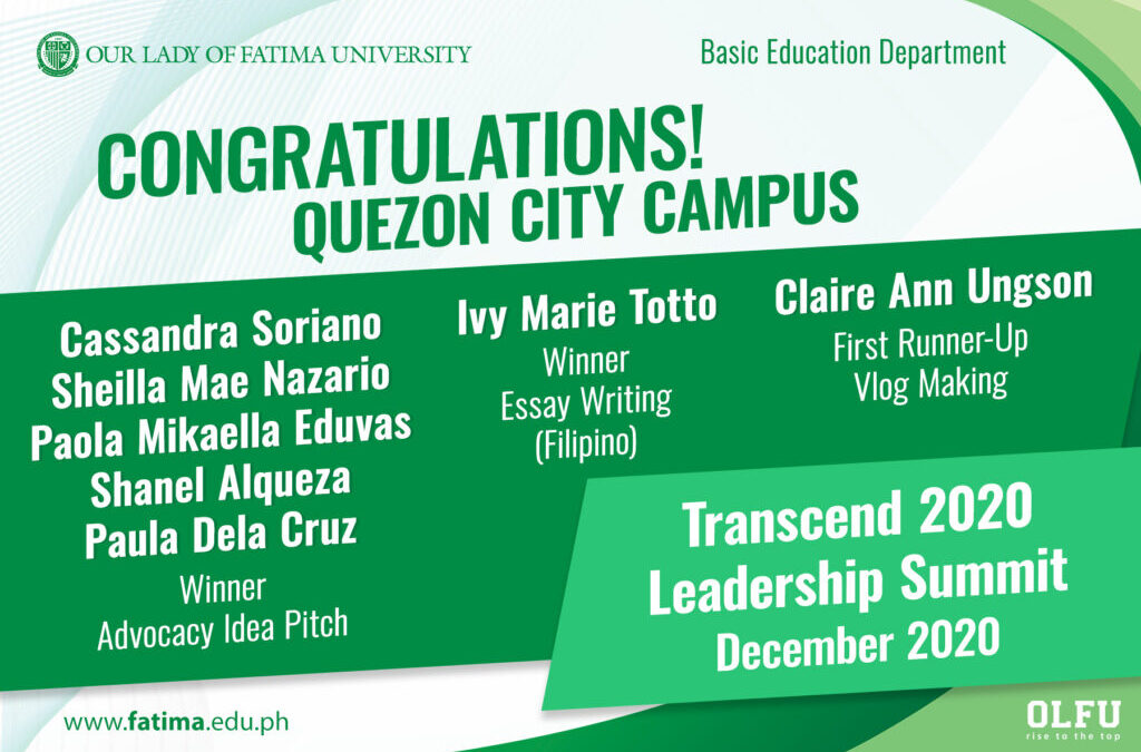Learners of BED QC take wins in Transcend 2020 Leadership Summit