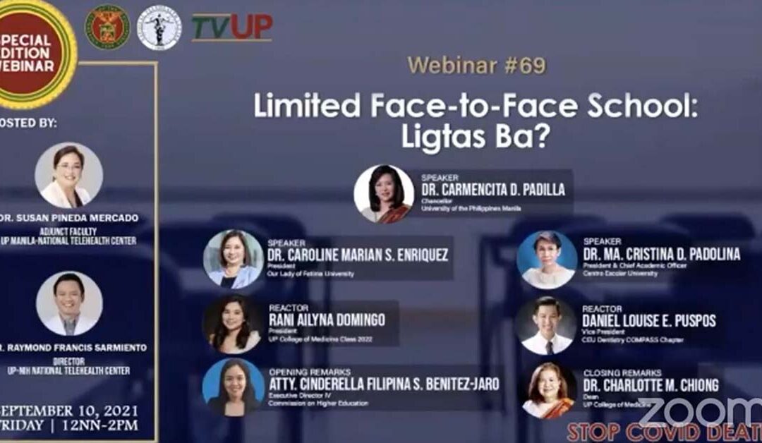 TV-UP’s Webinar guests Dr. Enriquez  and quizzes “Is Limited Face-to-Face Safe?”