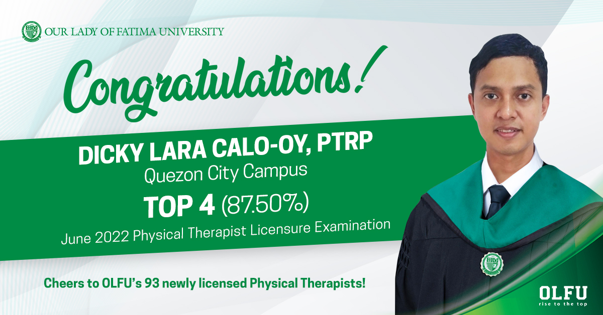 QC’s Calo-Oy is Top 4 in PT Licensure Exam