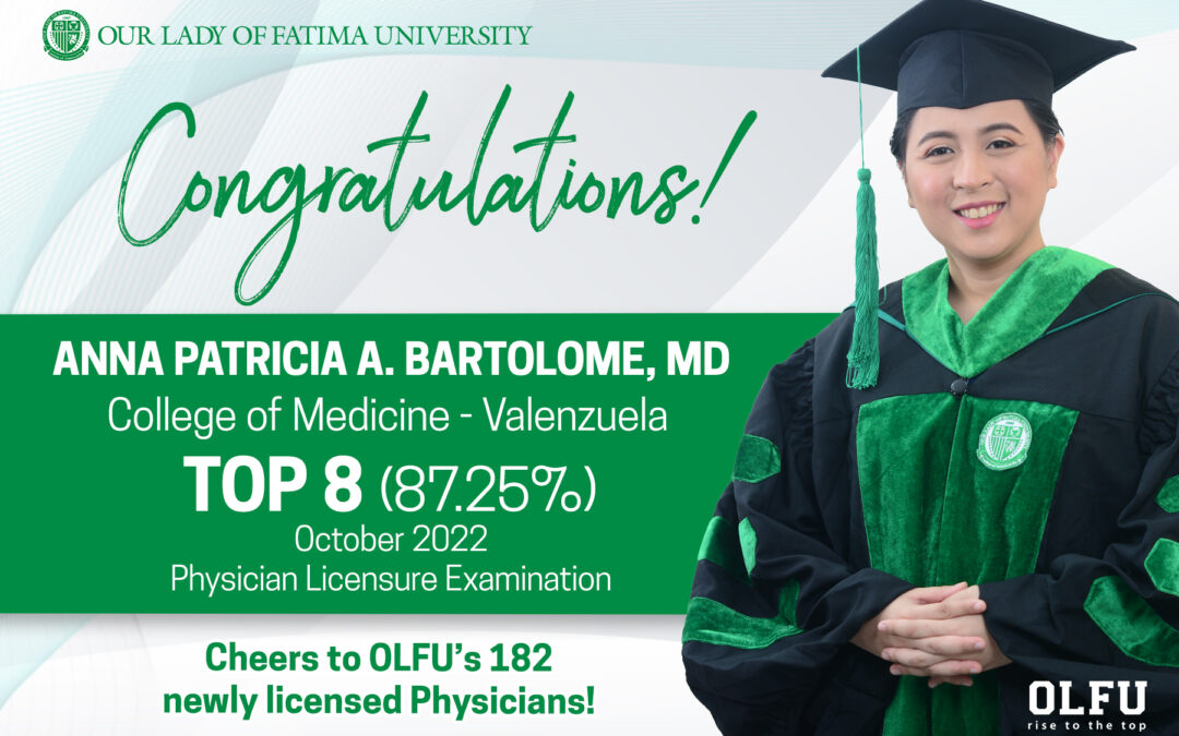 Bartolome grabs Top 8th rank in the October 2022 Physician Licensure Exam