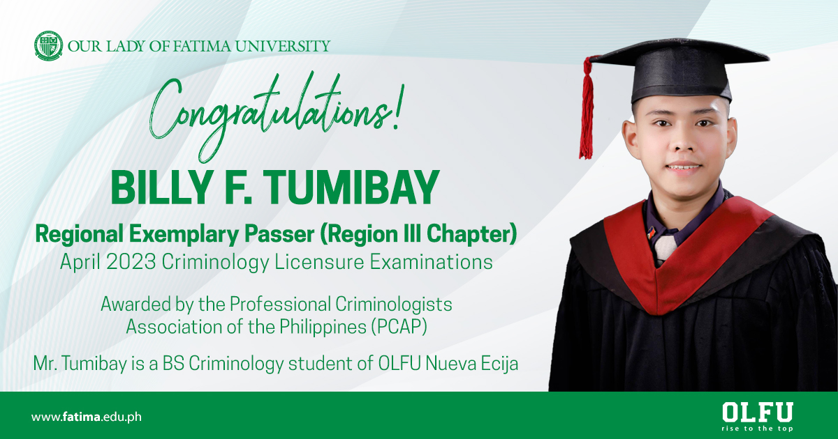 Tumibay of Nueva Ecija Campus named one of PCAP’s Regional Best following Licensure Feat